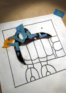 Making a Barrister Bookcase, Stained Glass Pane - Toucan pattern for stained glass